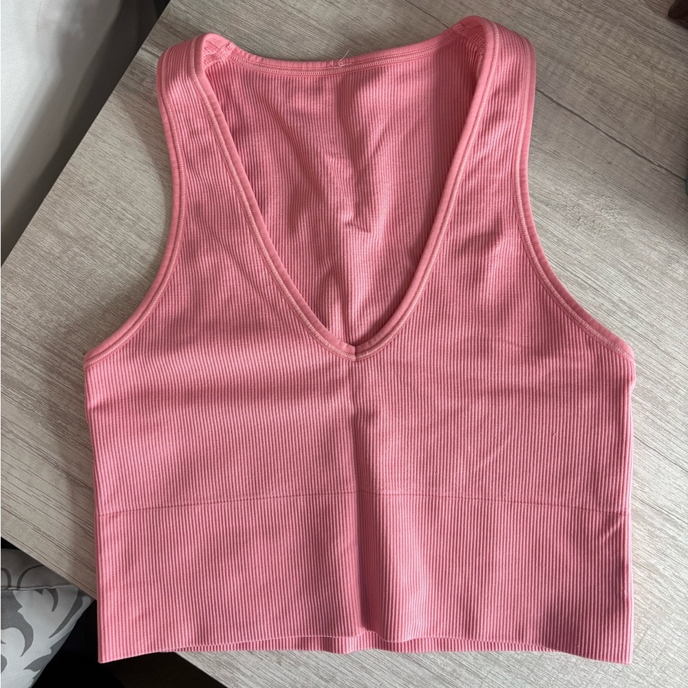 Athleta Pink Ribbed Tank Top